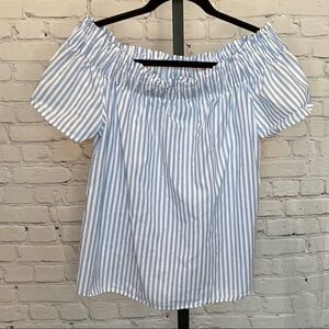 Label of Grader Goods Striped Off Shoulder Blouse